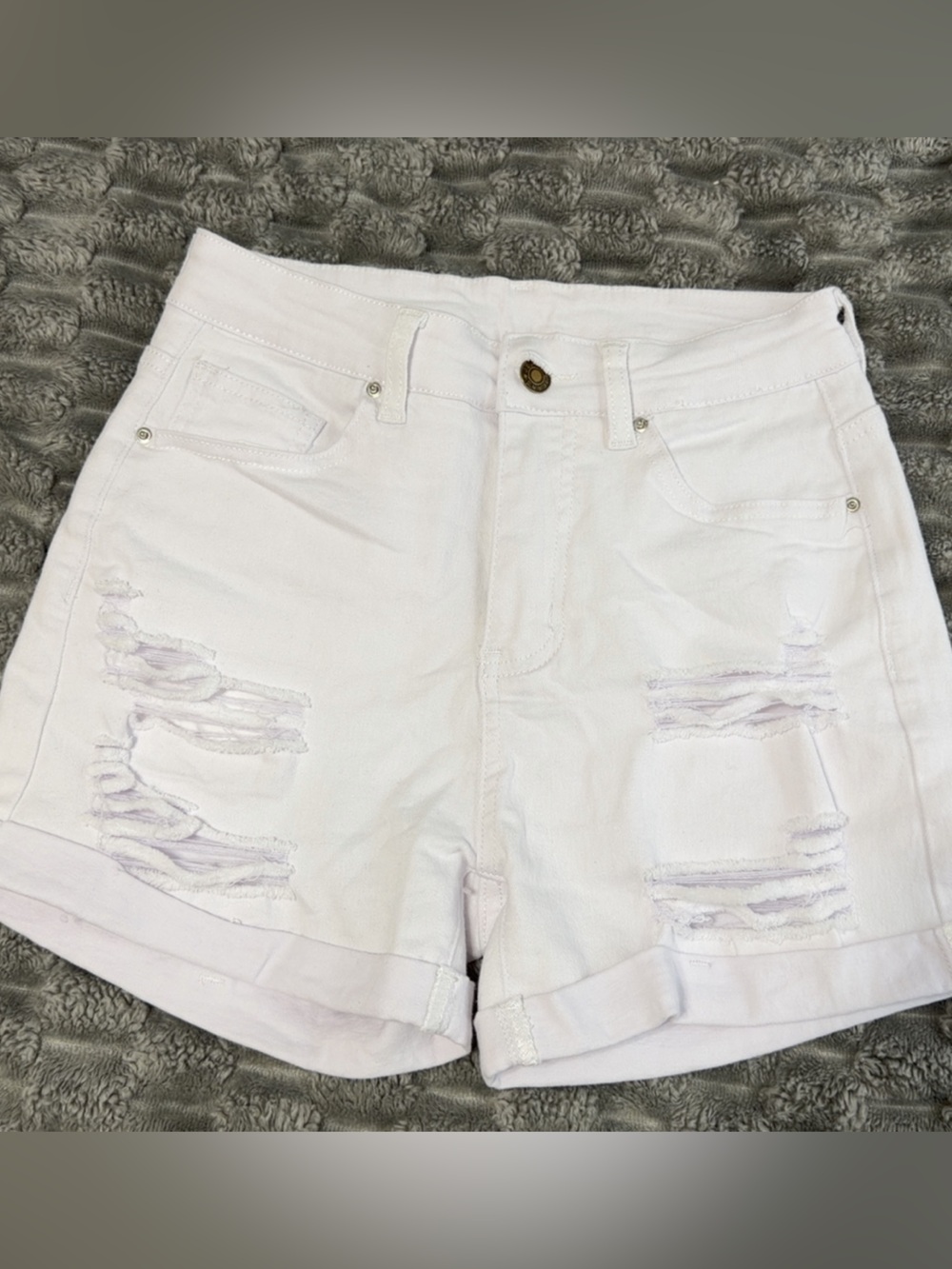 White Distressed High-Waist Women’s Denim Shorts